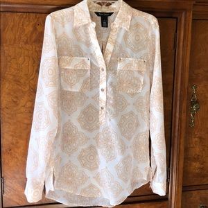 White House black-market sheer long sleeve shirt